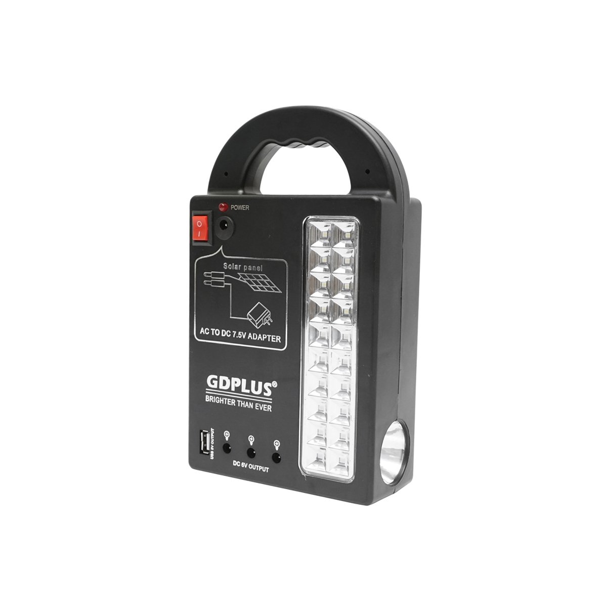 Kit iluminat portabil LED cu 3 becuri/proiector, panou solar si baterie 6V, 3Ah pentru pescuit camping GD-17